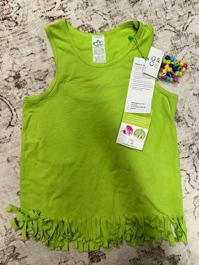 BNWT Peekaboo Beans Lime Green Girls' Fringe Tank Top